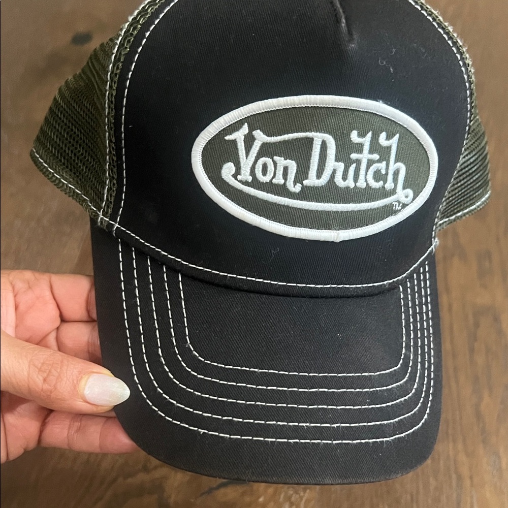 Von Dutch Black and White Logo Trucker Cap